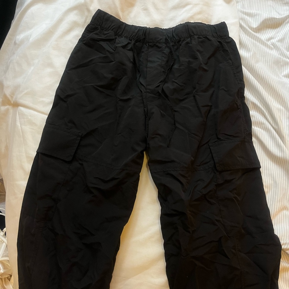 Black Zara parachute pants